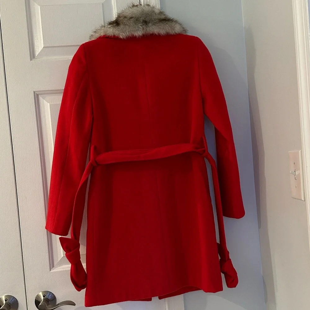 Red Coat with Faux Fur Collar